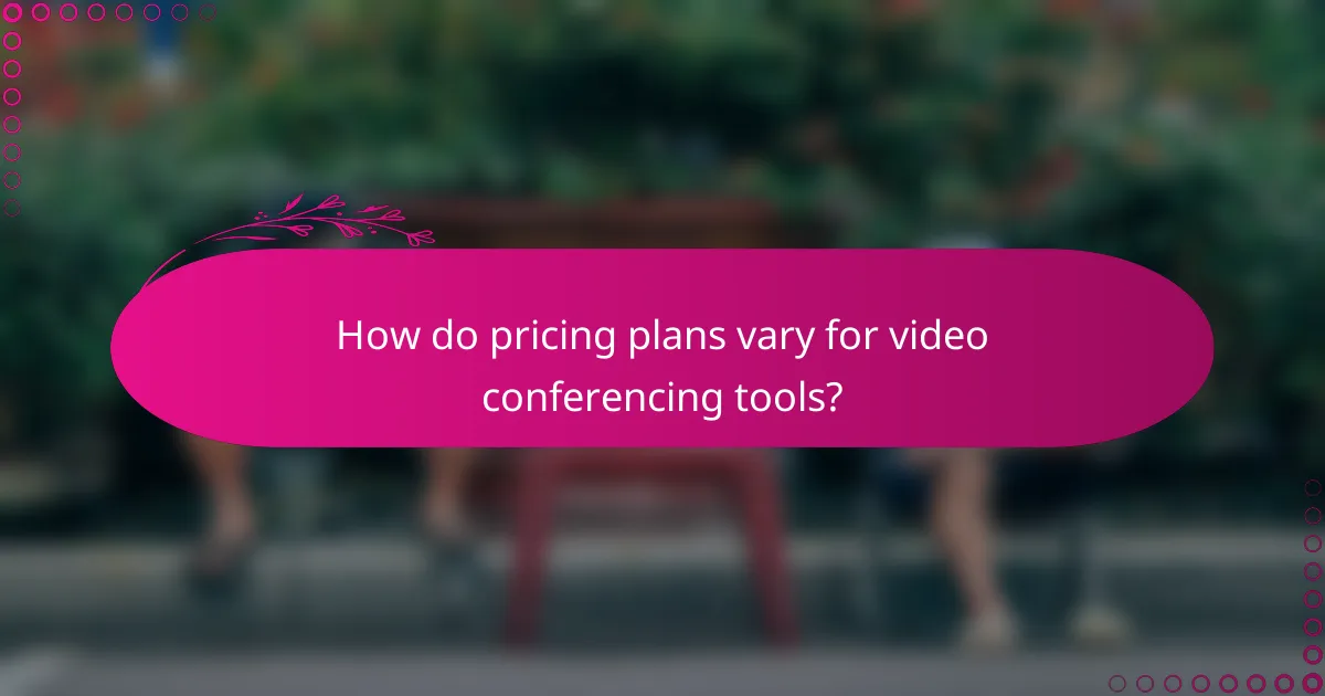 How do pricing plans vary for video conferencing tools?