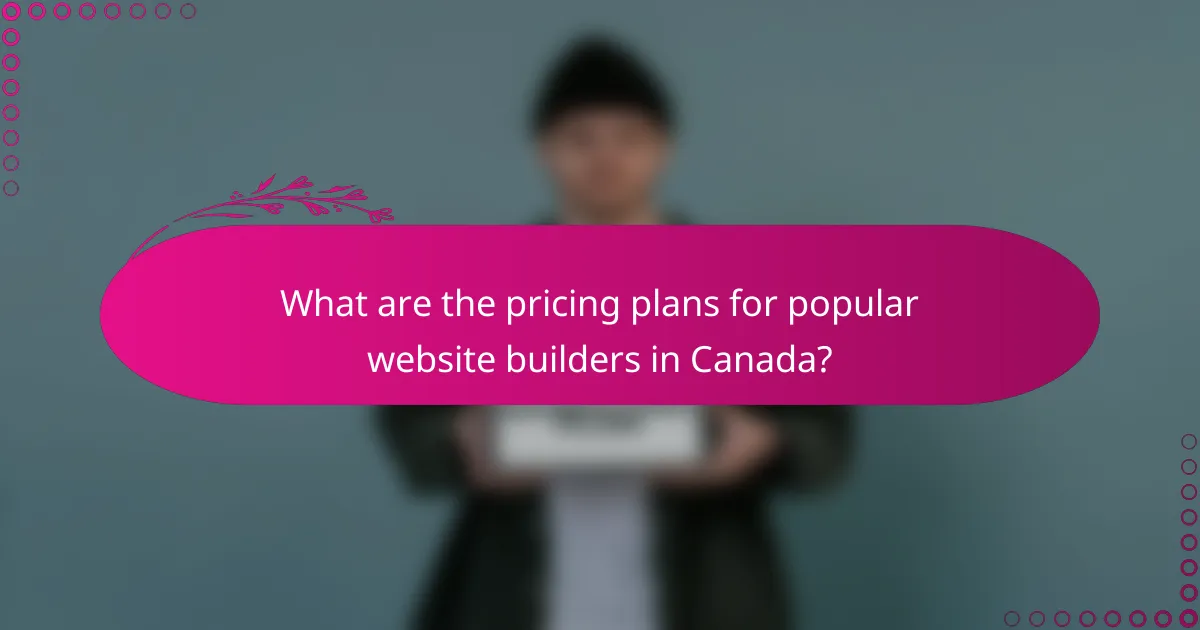 What are the pricing plans for popular website builders in Canada?