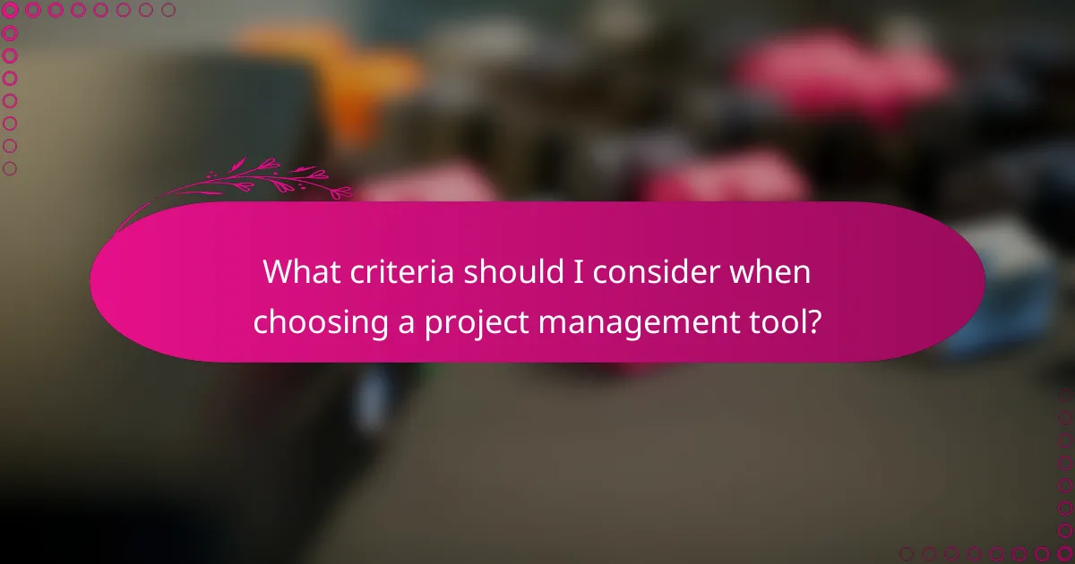 What criteria should I consider when choosing a project management tool?